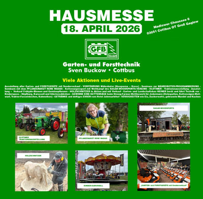 Hausmesse zum Frühjahrsstart am 18.04.2026 in Cottbus
